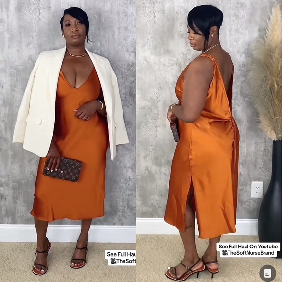 ✨NWT Future Collective Alani Noelle Rust Orange Strappy Slip Midi Dress XXL - Picture 4 of 12